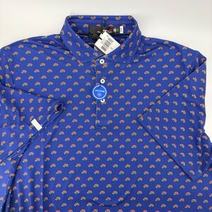 RLX Ralph Lauren Golf Polo Shirt Men's Large Royal Multi Floral Print Wicking